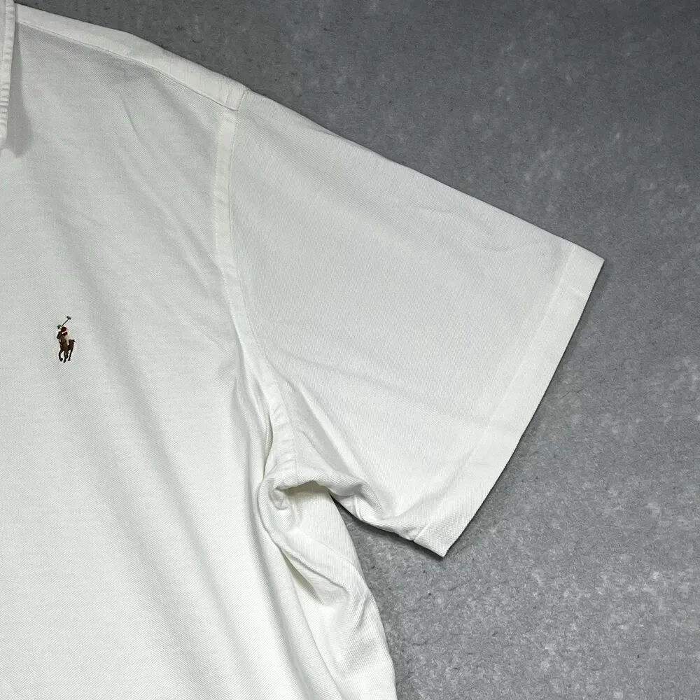 Ralph Lauren Knit Oxford Polo Shirt Men 4XLT Tall White Short Sleeve Cotton
